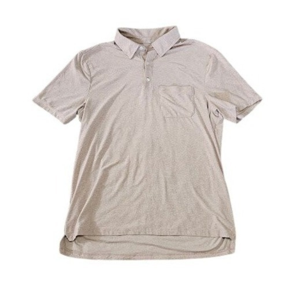 Rhone Polo Shirt Men Medium Tan Stretch Performance Short Sleeve Basic Golf